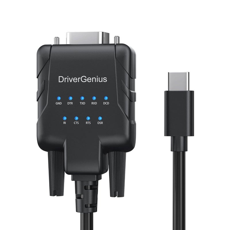 DriverGenius SerialPulseX-Series | USB-C to Serial/RS232 Adapter with 9 x LEDs - for PLC Programming, Data Logging, Embedded Systems | Compatible with Windows 11, macOS 15 【USB232A-E-C, 6-Pack】 - Image 2